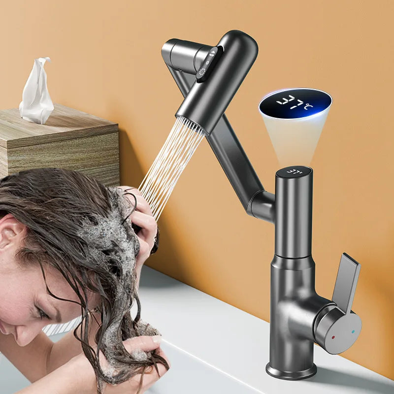 LED Display 360° Rotating Basin Faucet - Hot & Cold Mixer Tap