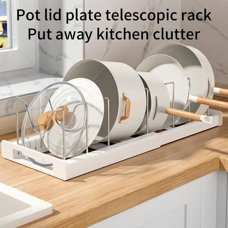 Expandable Stainless Steel Kitchen Cabinet Organizer & Pot Rack