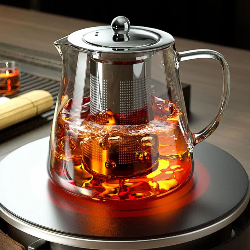 Heat-Resistant Glass Teapot with Stainless Steel Infuser – Kung Fu Teaware Set