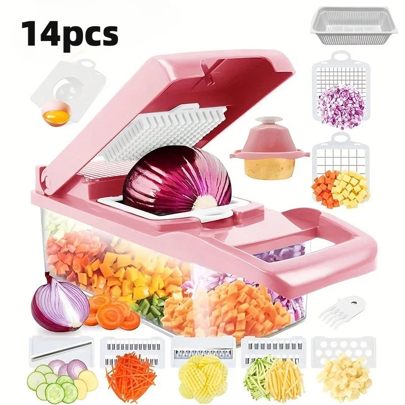 14-Piece Multi-Functional Kitchen Vegetable Cutter & Slicer Set