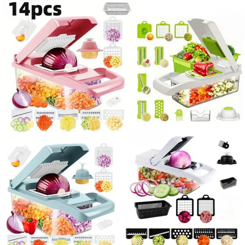 14-Piece Multi-Functional Kitchen Vegetable Cutter & Slicer Set