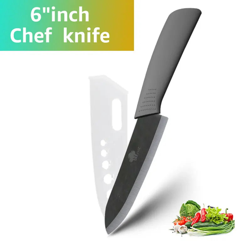 Ceramic Kitchen Knife Set (3-6 Inch) – Chef, Utility, Slicer & Peeler, White Zirconia Blades