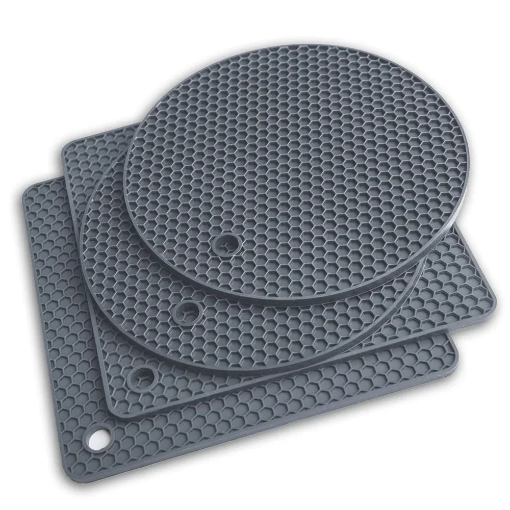 4PCS Heat-Resistant Silicone Pot Holders & Drying Mats