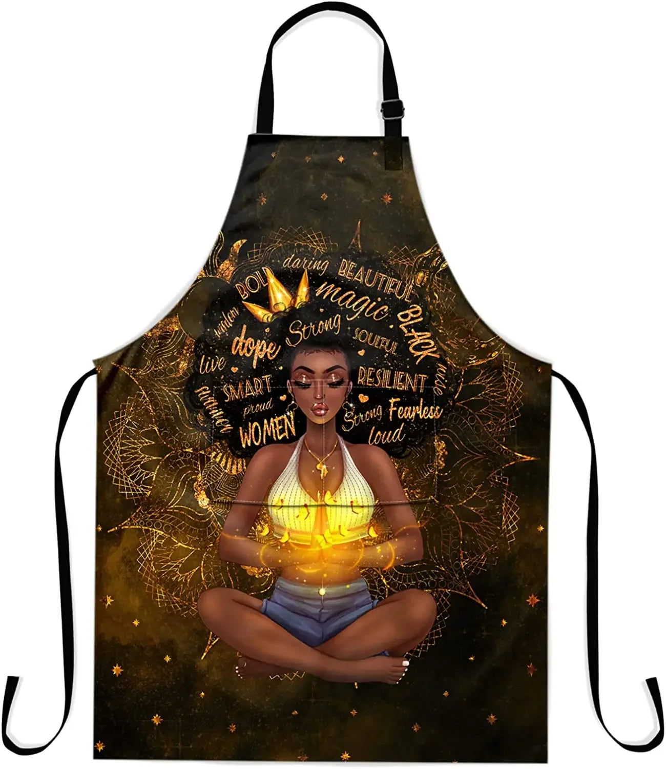 Afro Woman Apron with Pocket – Adjustable 33x28" Cooking, BBQ & Gardening