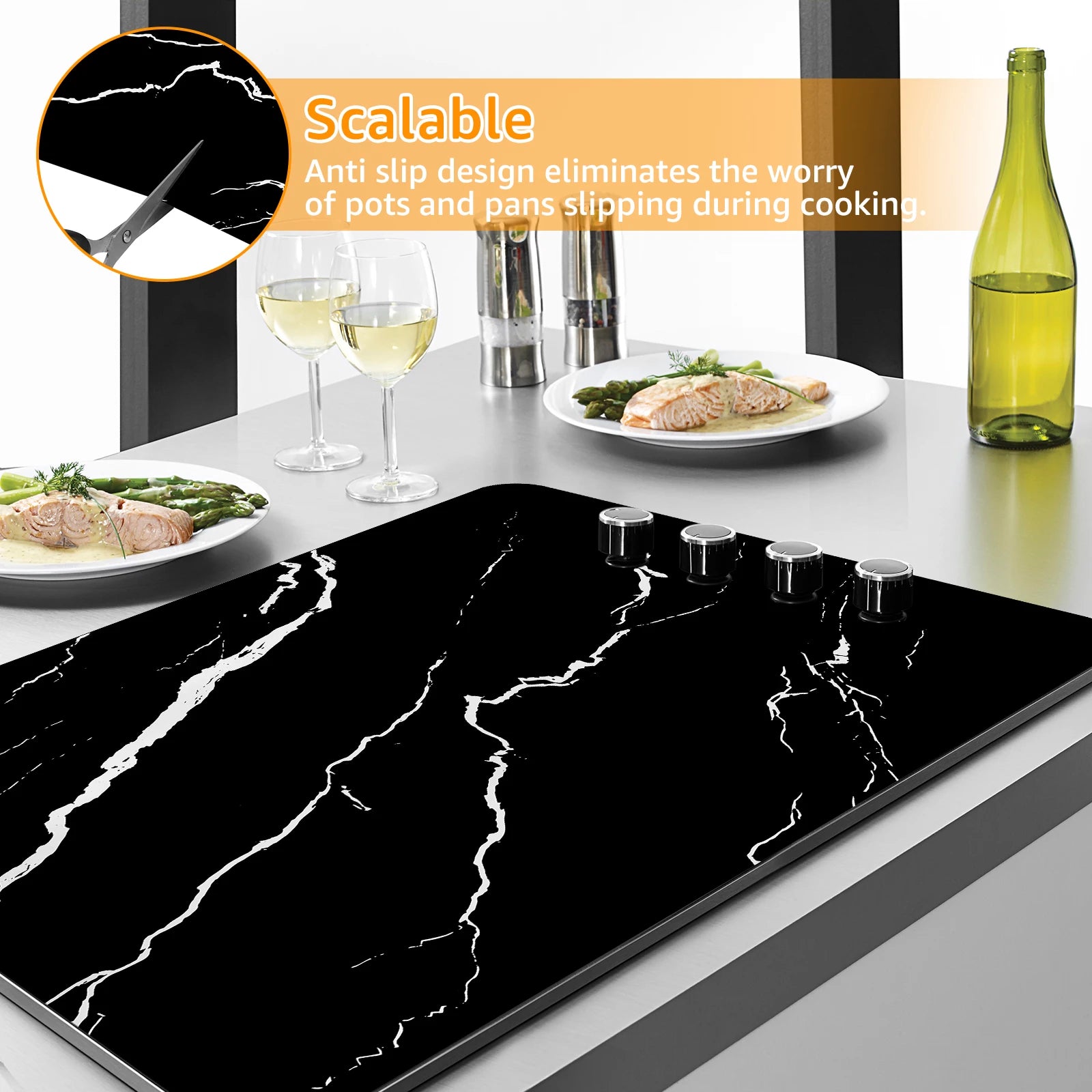 Silicone Induction Cooktop Mat 30.8×20.5 Inch - Heat-Resistant & Non-Slip Protector