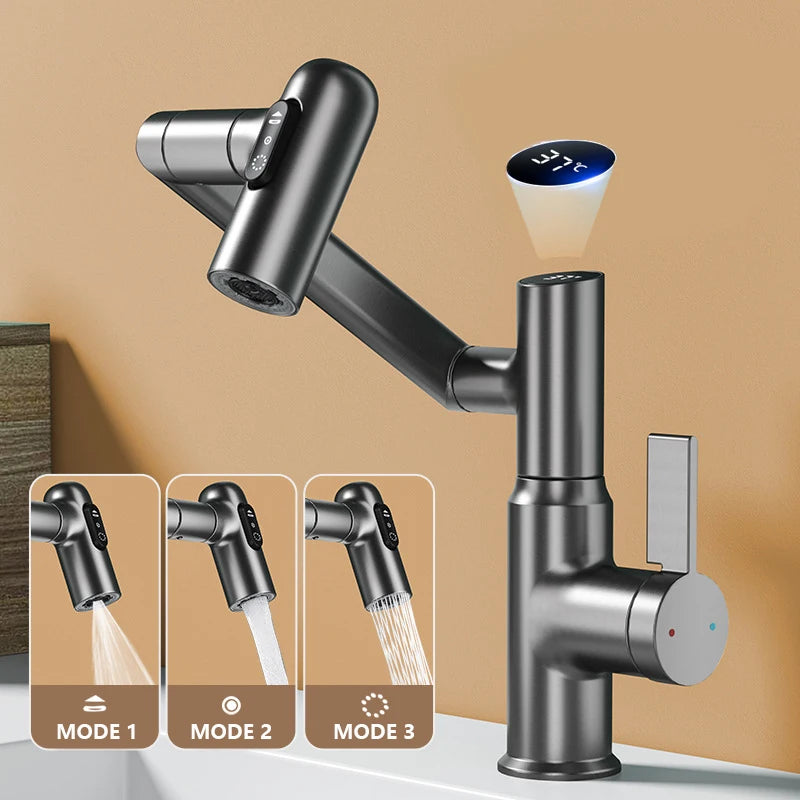 LED Display 360° Rotating Basin Faucet - Hot & Cold Mixer Tap