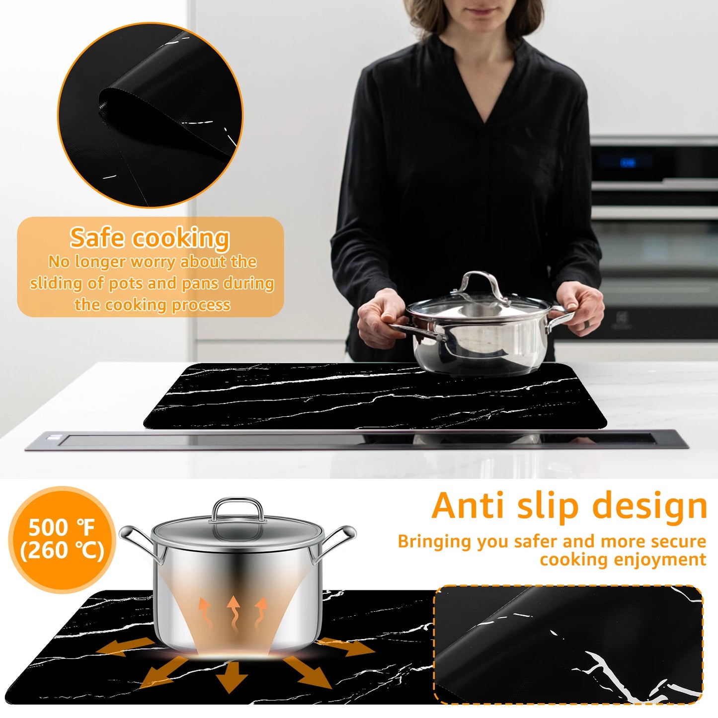 Silicone Induction Cooktop Mat 30.8×20.5 Inch - Heat-Resistant & Non-Slip Protector