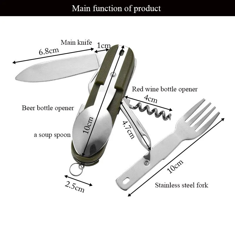 7-in-1 Foldable Outdoor Tableware: Fork, Spoon, Knife & More for Camping & Travel