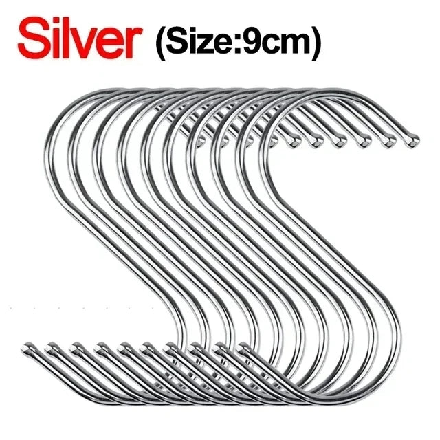 S-Shape Stainless Steel Hook 10/50 Pcs for Clothes, Towels, Plants & More