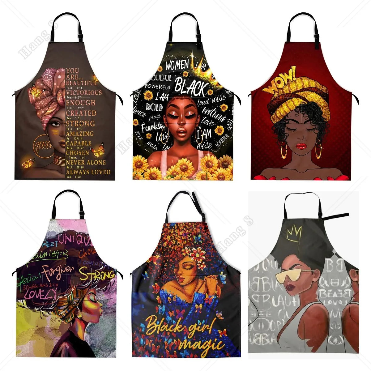 Afro Woman Apron with Pocket – Adjustable 33x28" Cooking, BBQ & Gardening