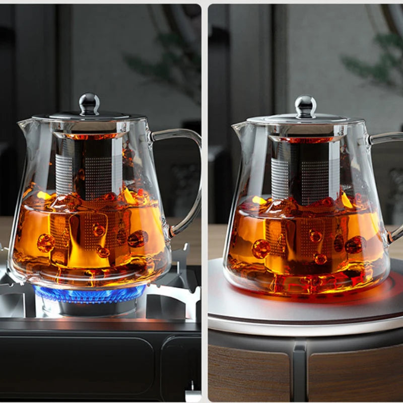 Heat-Resistant Glass Teapot with Stainless Steel Infuser – Kung Fu Teaware Set