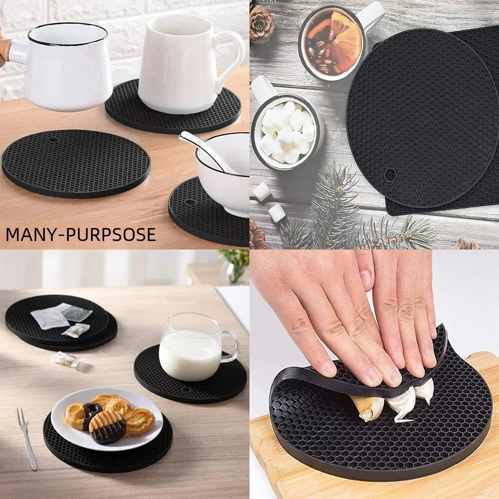 4PCS Heat-Resistant Silicone Pot Holders & Drying Mats