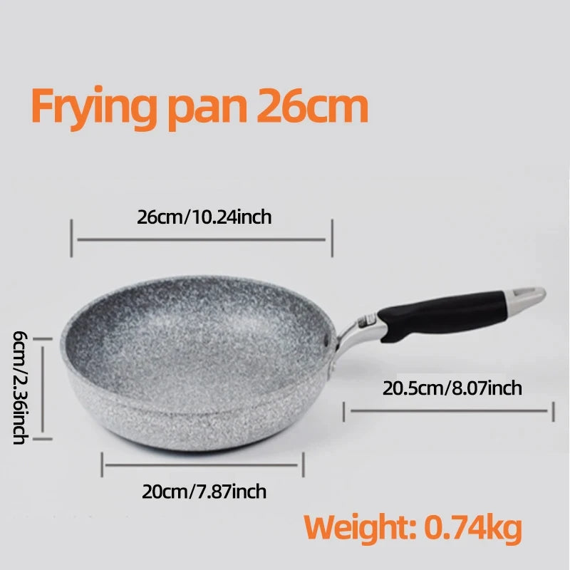 Stone Non-Stick Frying Pan – 28/26/24/20cm, Induction & Gas Stove Compatible