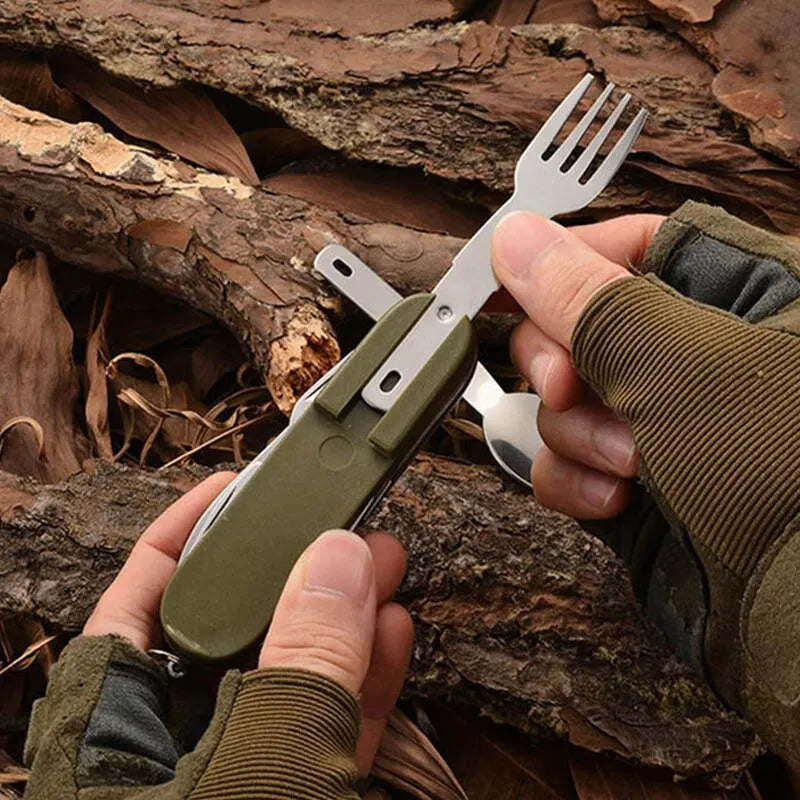 7-in-1 Foldable Outdoor Tableware: Fork, Spoon, Knife & More for Camping & Travel