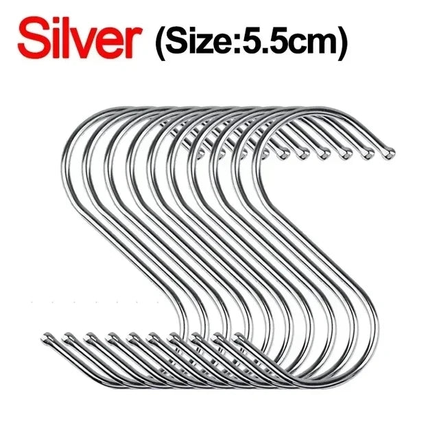 S-Shape Stainless Steel Hook 10/50 Pcs for Clothes, Towels, Plants & More