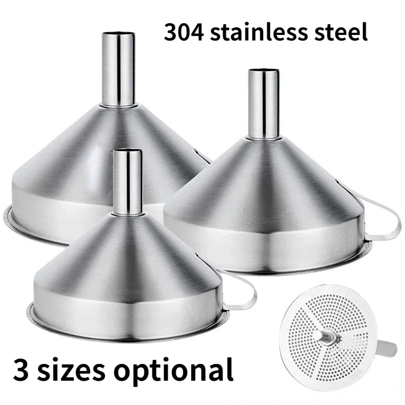 Stainless Steel Funnel with Filter – Wide Mouth for Canning & Kitchen Use