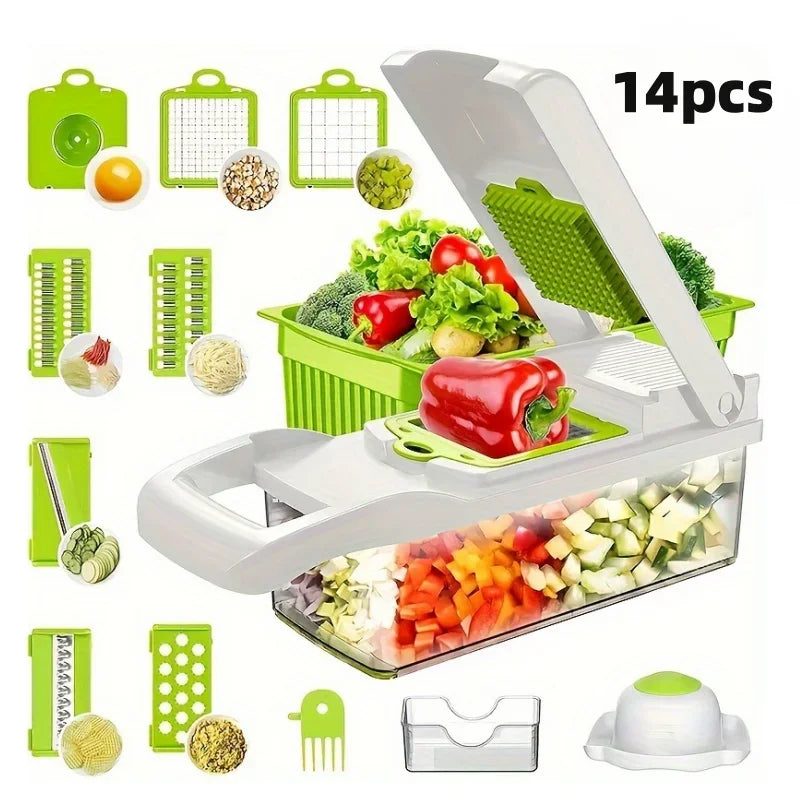 14-Piece Multi-Functional Kitchen Vegetable Cutter & Slicer Set