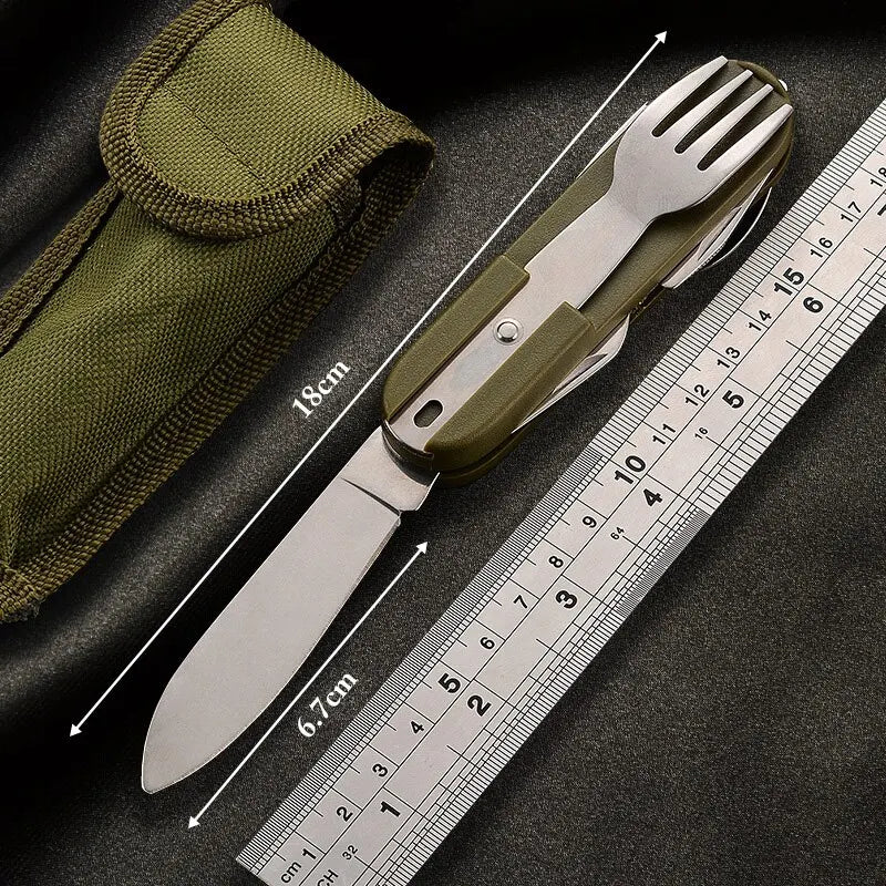 7-in-1 Foldable Outdoor Tableware: Fork, Spoon, Knife & More for Camping & Travel