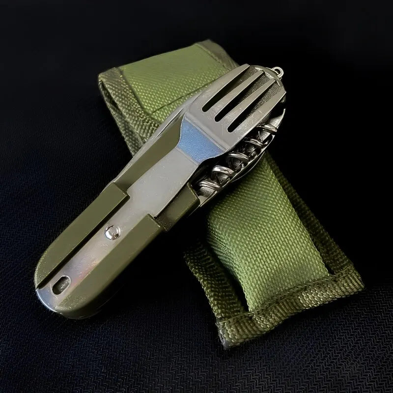 7-in-1 Foldable Outdoor Tableware: Fork, Spoon, Knife & More for Camping & Travel