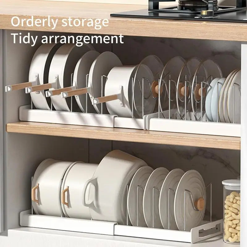 Expandable Stainless Steel Kitchen Cabinet Organizer & Pot Rack