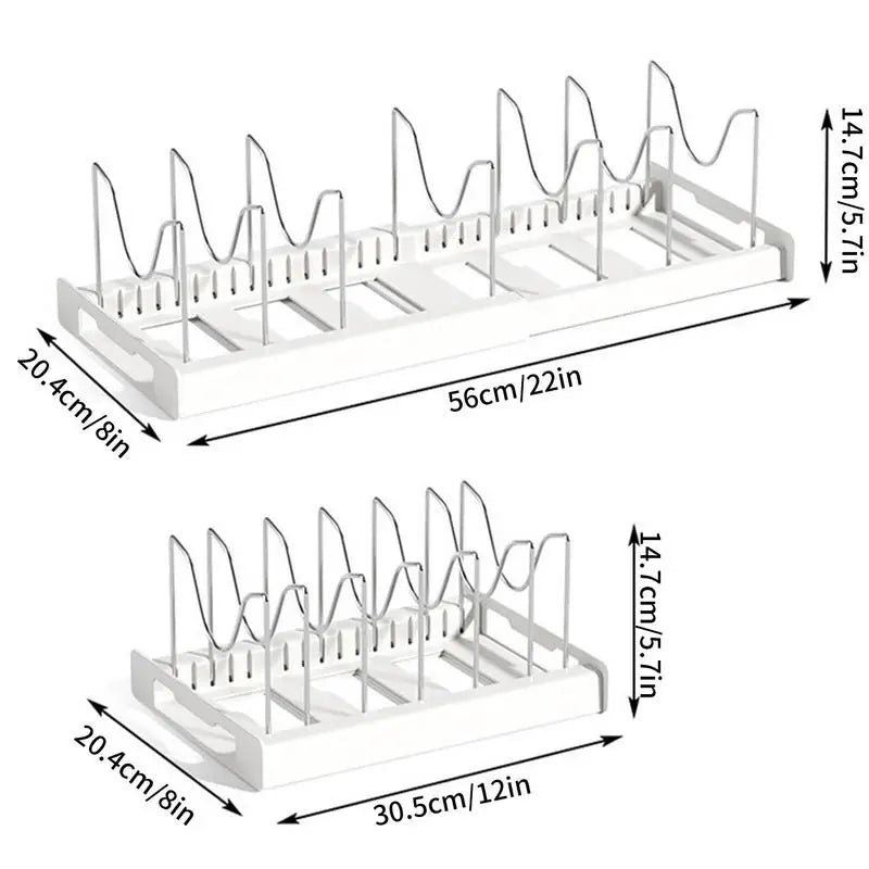 Expandable Stainless Steel Kitchen Cabinet Organizer & Pot Rack