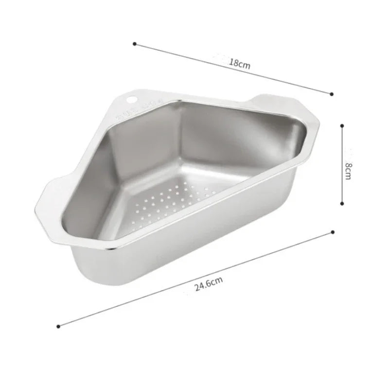 Stainless Steel Triangle Sink Basket with Suction Cup