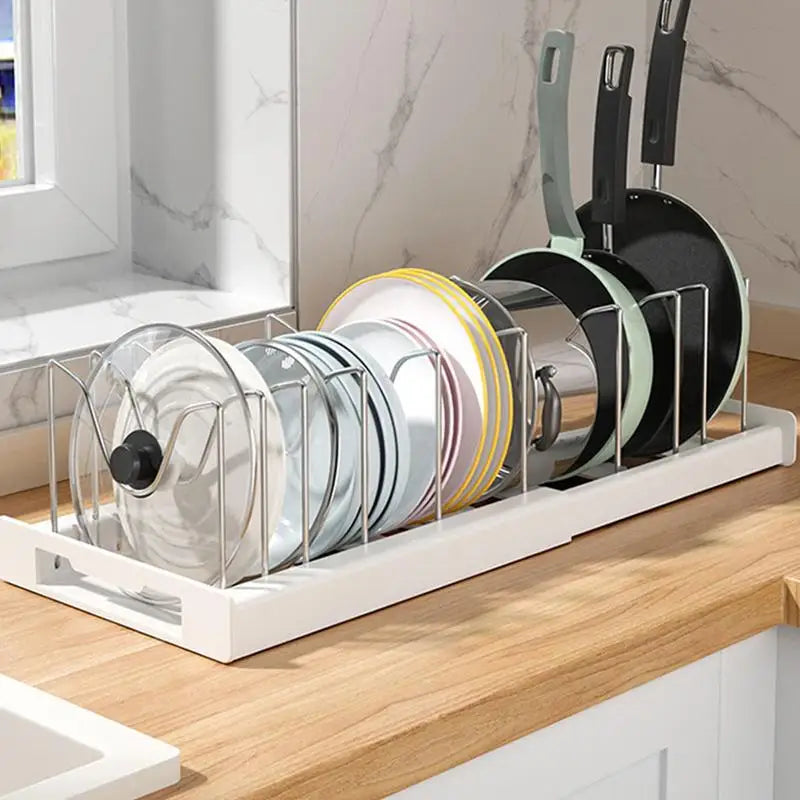 Expandable Stainless Steel Kitchen Cabinet Organizer & Pot Rack