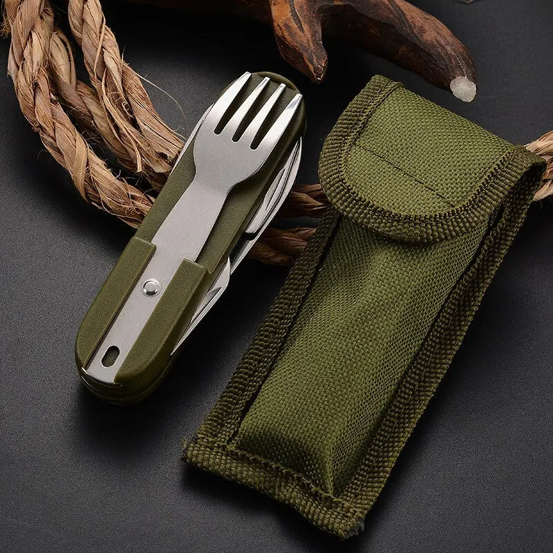 7-in-1 Foldable Outdoor Tableware: Fork, Spoon, Knife & More for Camping & Travel