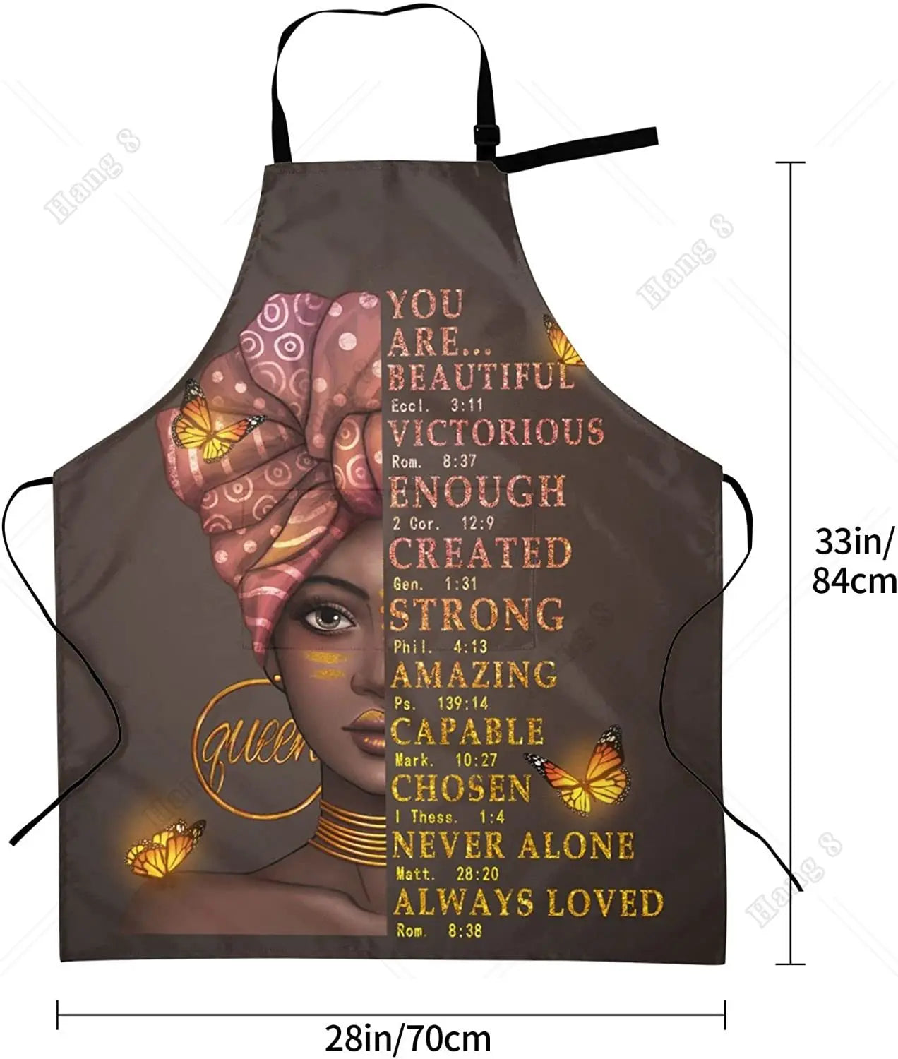 Afro Woman Apron with Pocket – Adjustable 33x28" Cooking, BBQ & Gardening