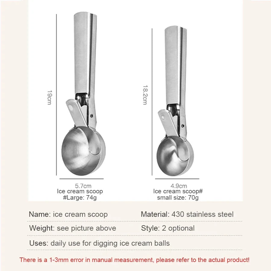 Stainless Steel Ice Cream & Fruit Scooper