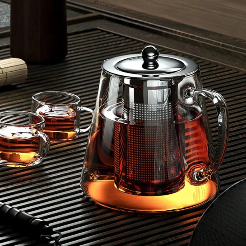 Heat-Resistant Glass Teapot with Stainless Steel Infuser – Kung Fu Teaware Set