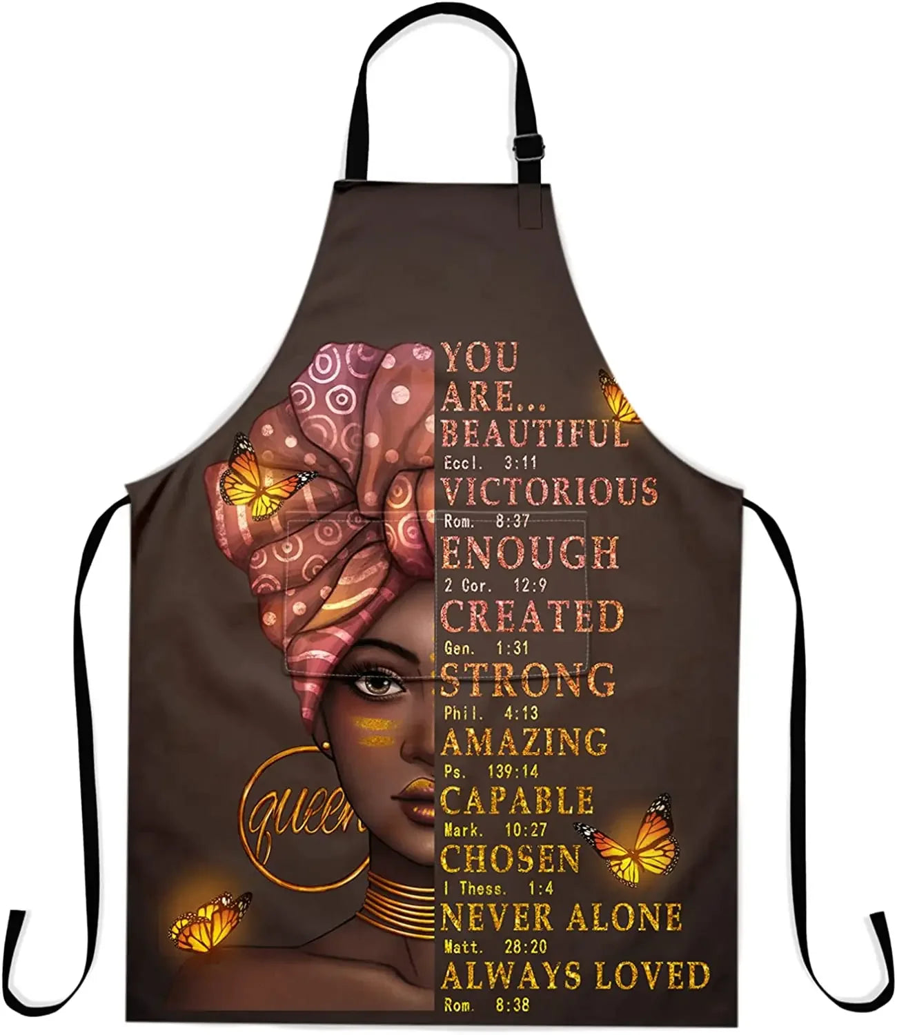 Afro Woman Apron with Pocket – Adjustable 33x28" Cooking, BBQ & Gardening