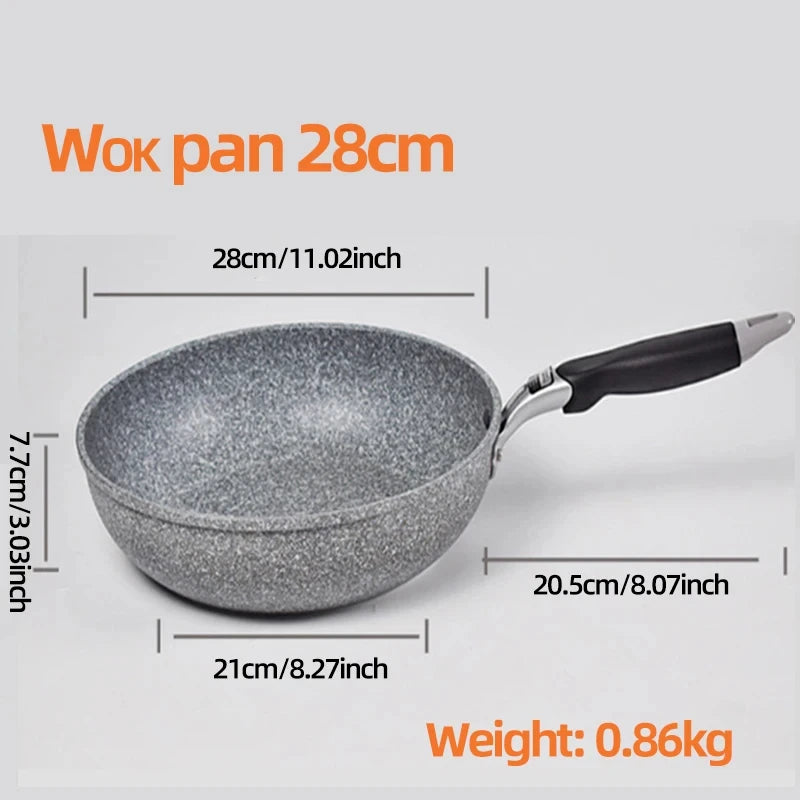 Stone Non-Stick Frying Pan – 28/26/24/20cm, Induction & Gas Stove Compatible