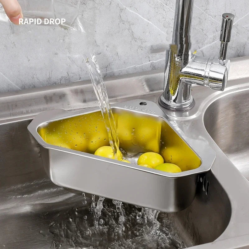 Stainless Steel Triangle Sink Basket with Suction Cup