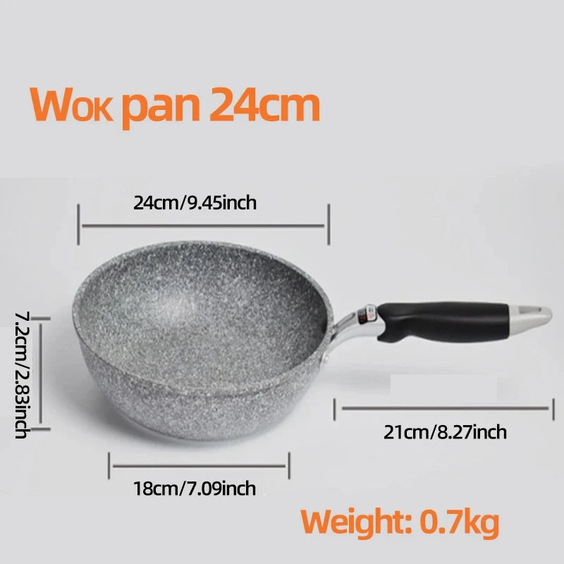 Stone Non-Stick Frying Pan – 28/26/24/20cm, Induction & Gas Stove Compatible