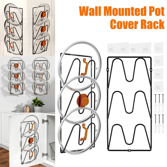 2Pcs Wall Mounted Pot Lid Organizer Rack for Kitchen