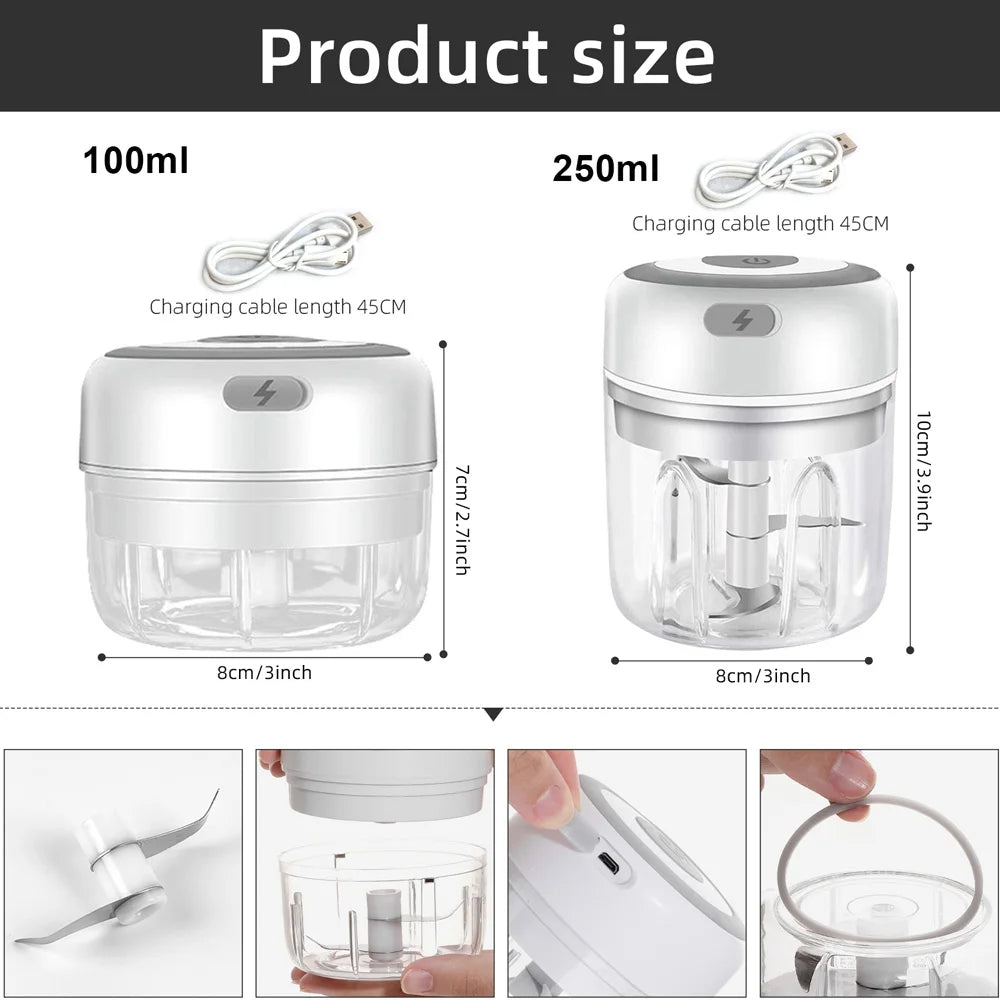 USB Mini Electric Food Chopper: Garlic, Meat & Veggie Grinder