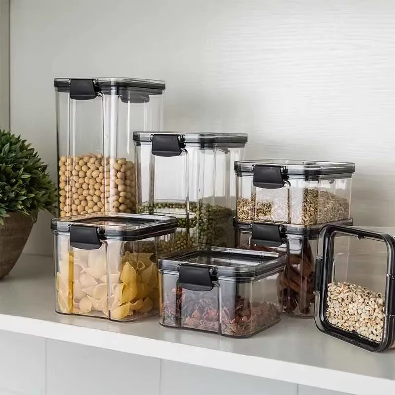 Pantry & Fridge Organizer Jars with Lids – Plastic Storage Containers for Spices