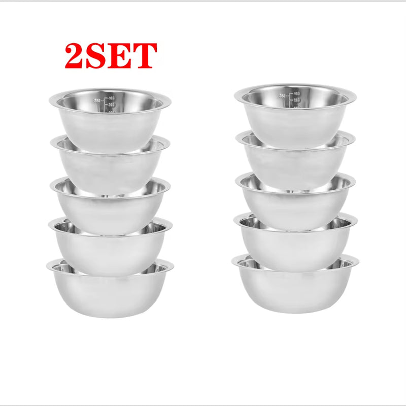 5-Piece Stainless Steel Salad Bowl Set – Multipurpose Nesting Bowls for Cooking, Baking, & Food Storage