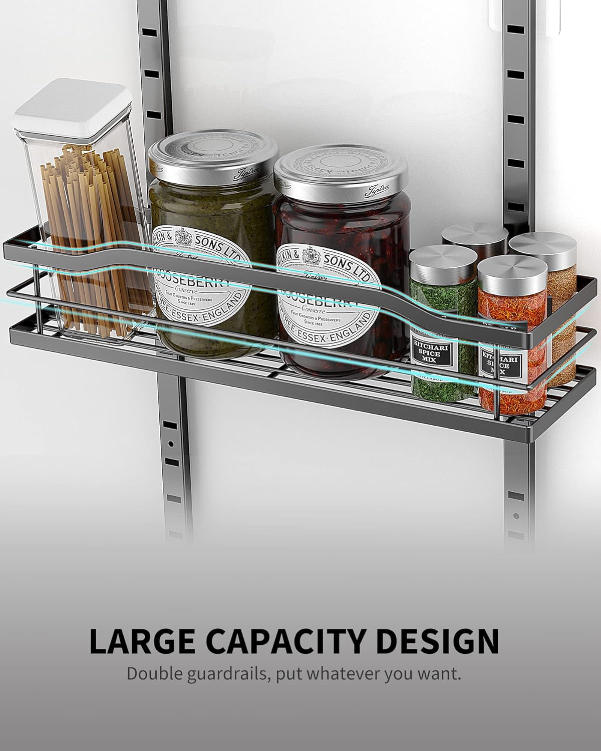 9-Tier Over-the-Door Pantry Organizer, Black Hanging Spice Rack & Storage