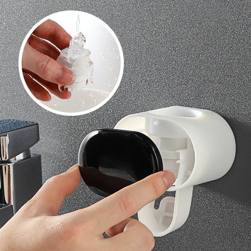 Automatic Toothpaste Dispenser & Toothbrush Holder for Bathroom