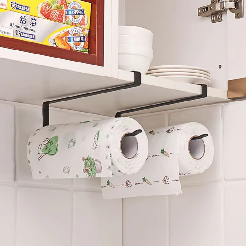 Perforation-Free Kitchen Storage Rack – Paper Towel & Wrap Holder