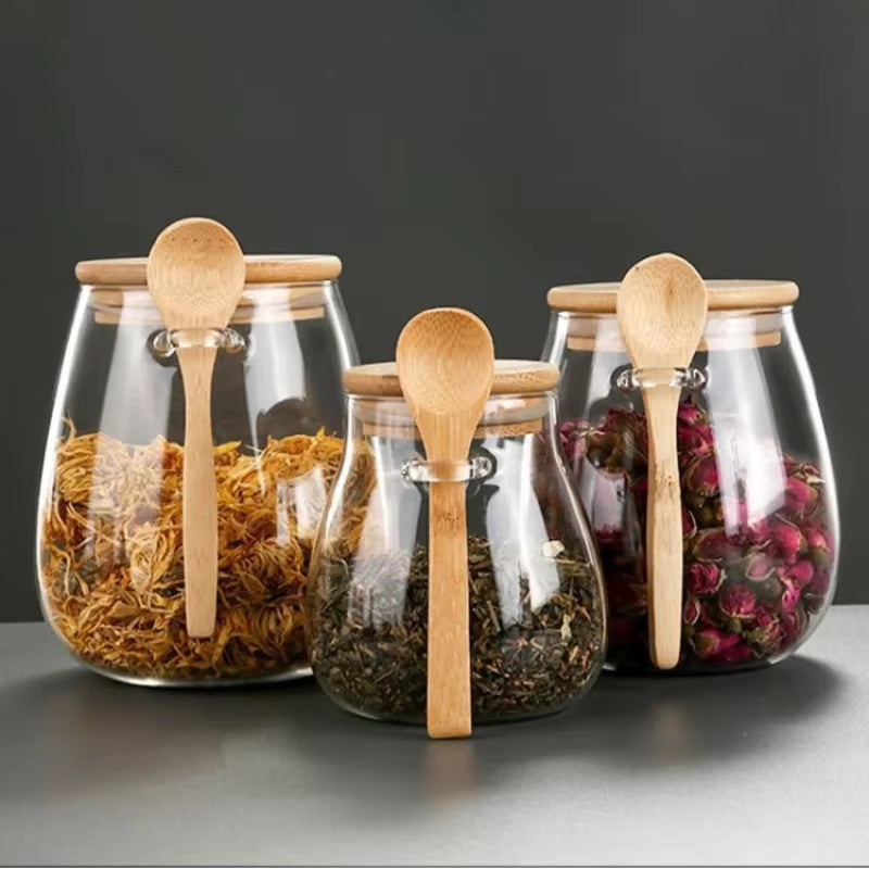 Airtight Glass Food Storage Jars with Lids – Sealed Hermetic Containers for Sugar, Tea & Coffee