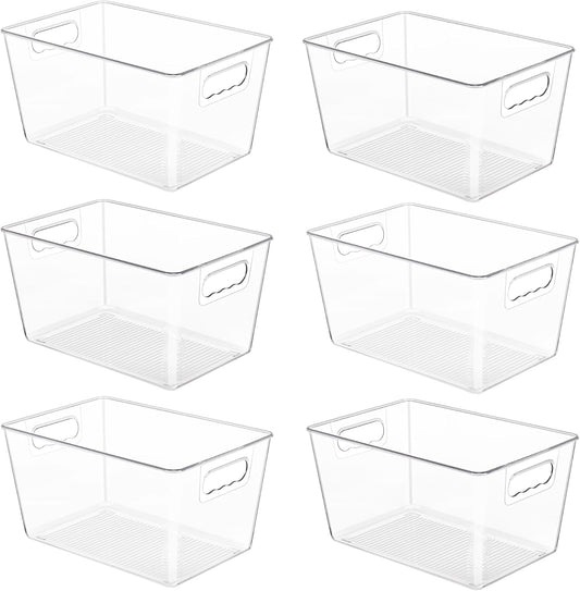 YIHONG 6-Pack Clear Pantry Organizer Bins with Handles for Kitchen & Storage