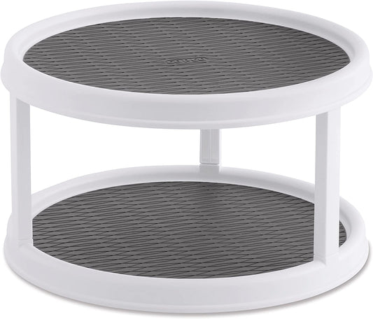 Copco Non-Skid Turntable, 2-Tier, 12-Inch, Durable & Easy Clean, White/Gray