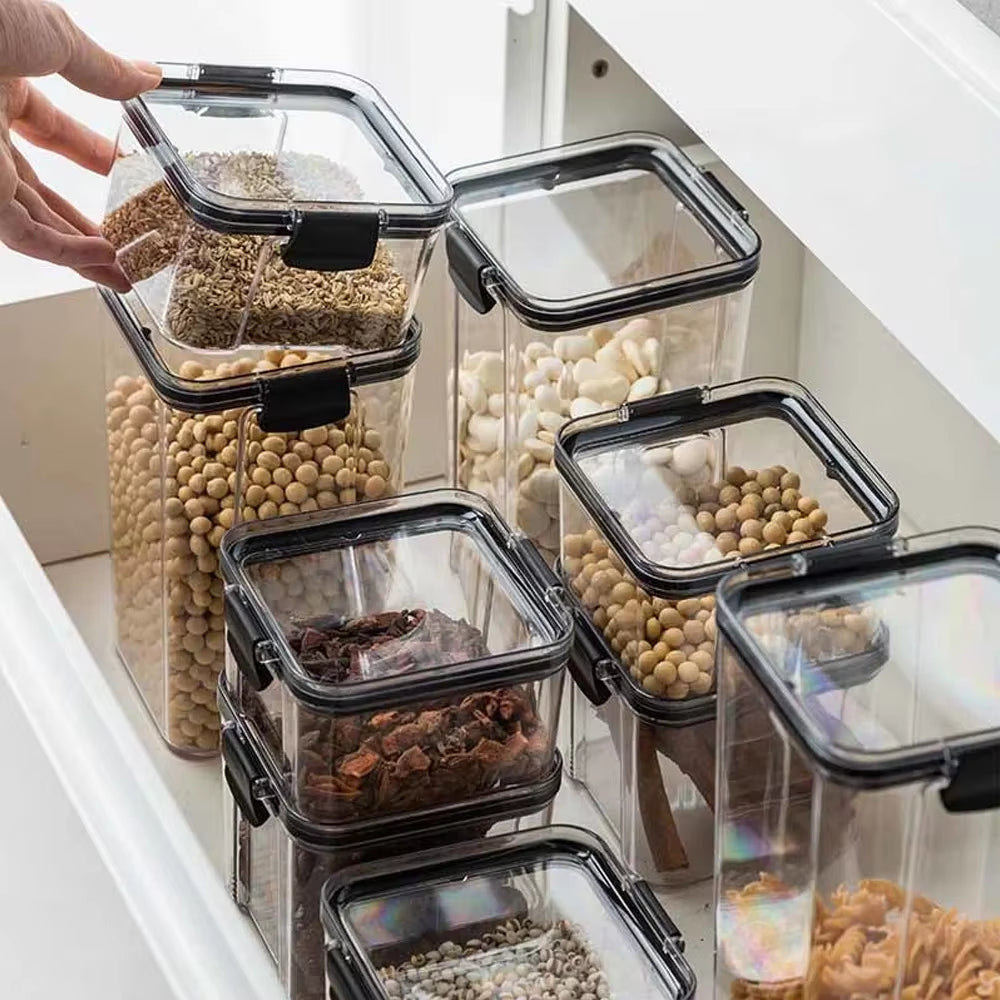 Pantry & Fridge Organizer Jars with Lids – Plastic Storage Containers for Spices