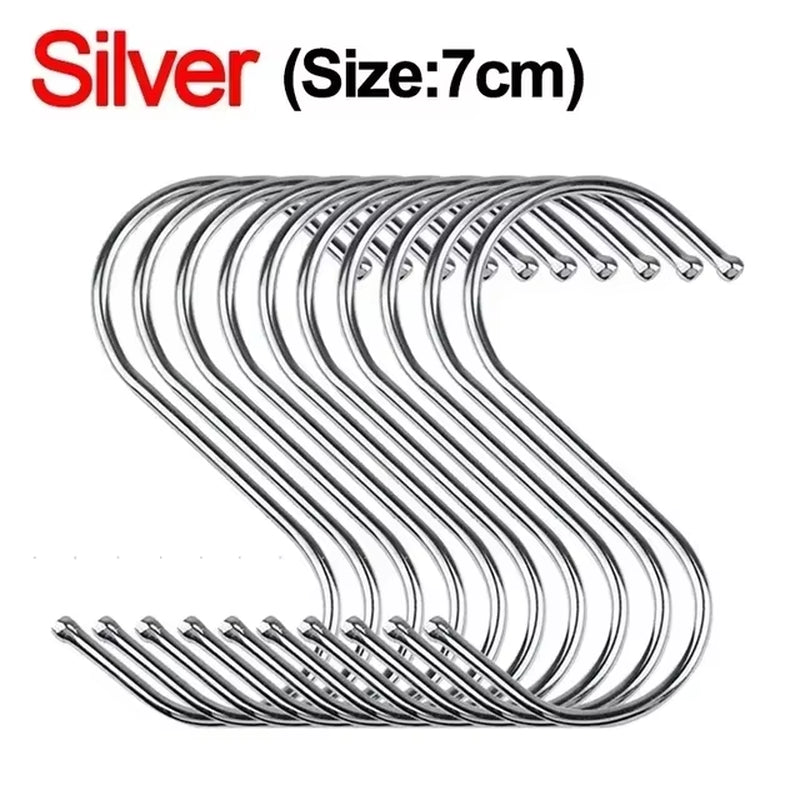 S-Shape Stainless Steel Hook 10/50 Pcs for Clothes, Towels, Plants & More