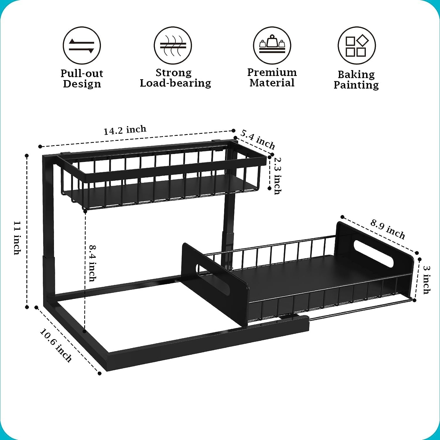 REALINN under Sink Organizer, Pull Out Cabinet Organizer 2 Tier Slide Out Sink Shelf Cabinet Storage Shelves, under Sink Storage for Kitchen Bathroom Cabinet