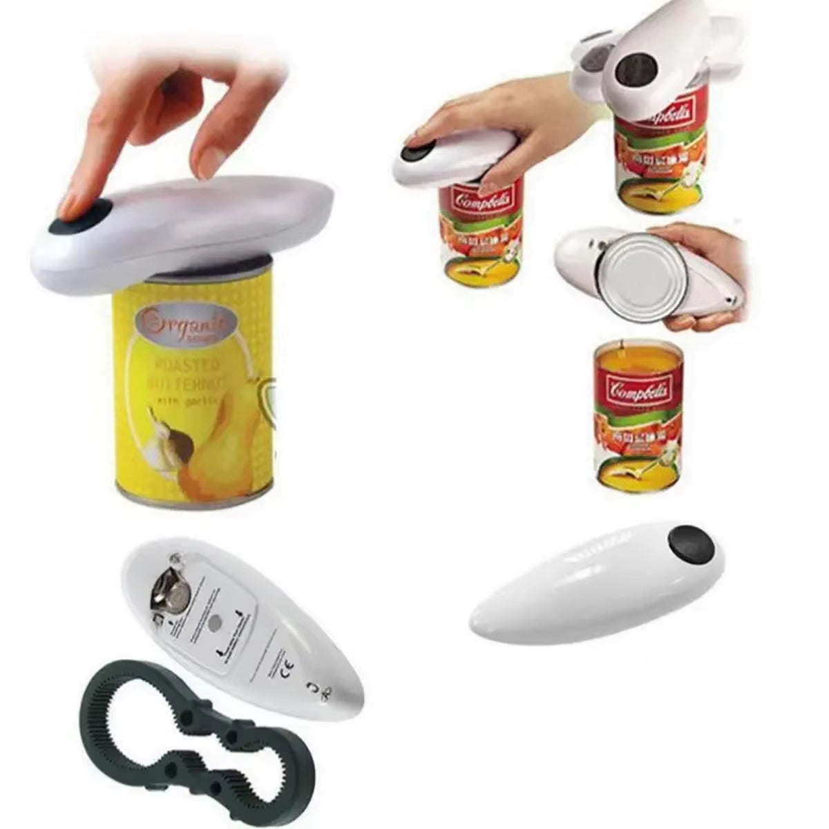 Electric Can Opener Easy and Easy to Open Cans and Bottles Complimentary 8-Character Bottle Opener (Self Provided 2 AA Batteries